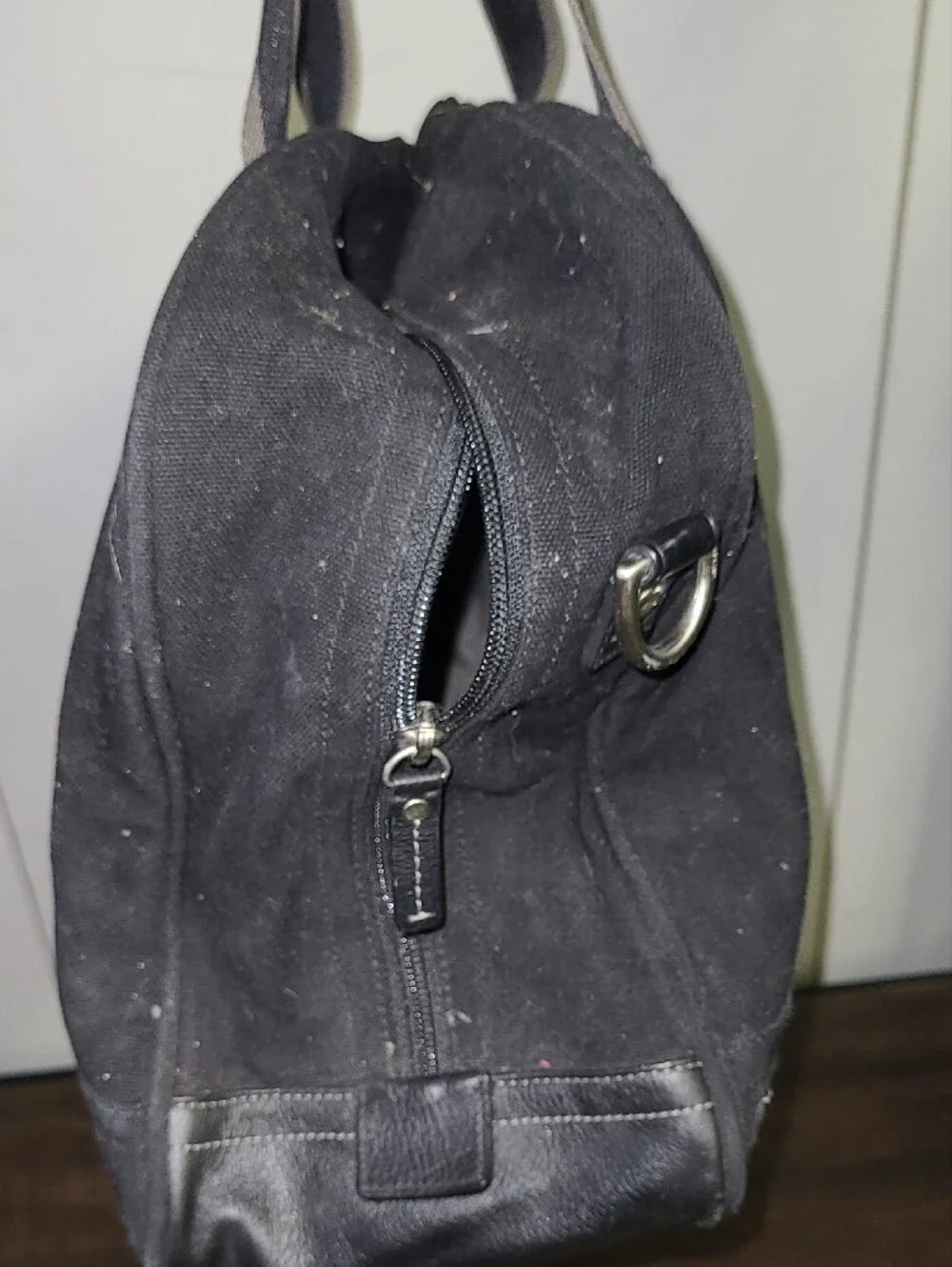 Coach Black Canvas Duffel Bag with Contrast Trim